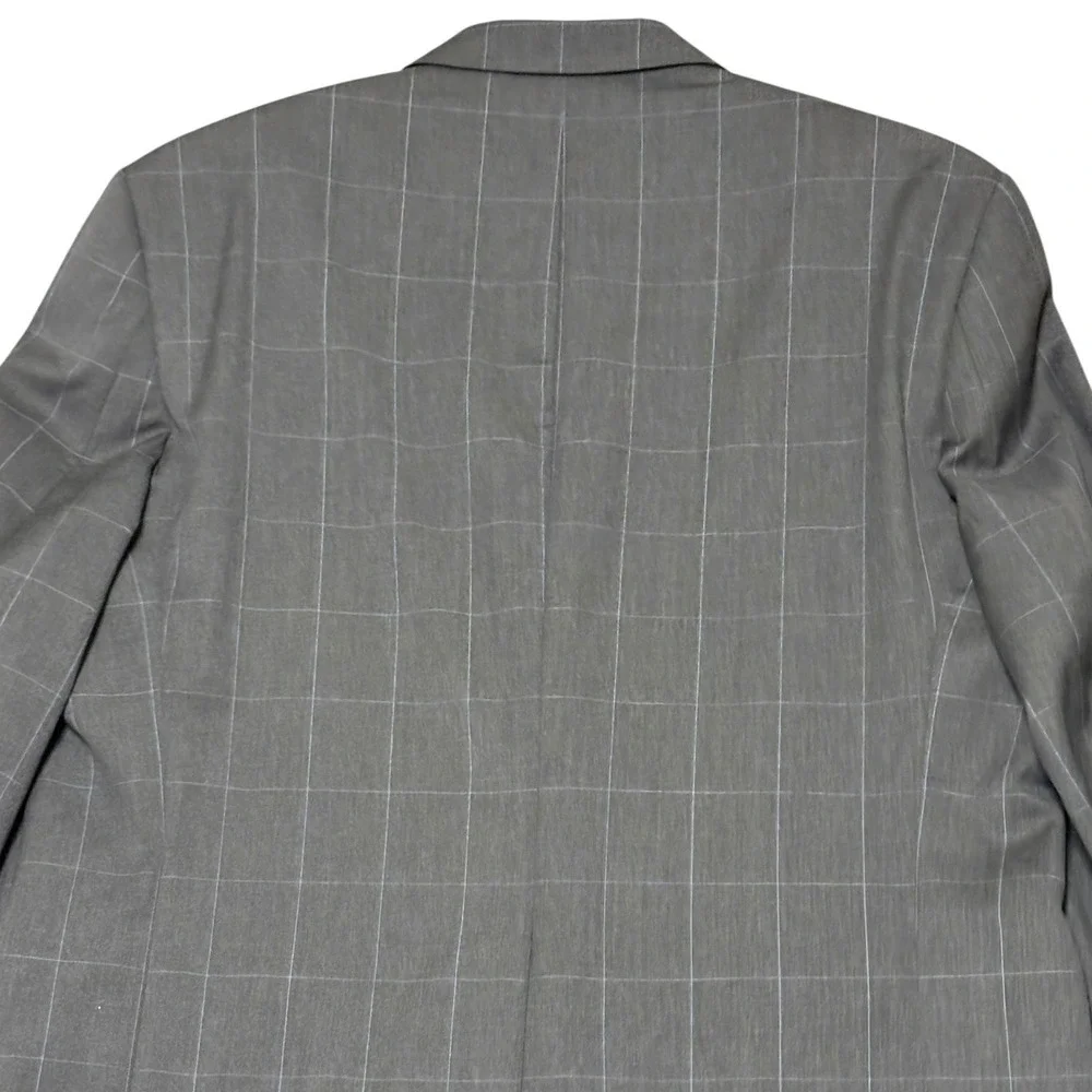 Ralph Lauren Blazer Grey Windowpane Wool 2-Button Professional Old Money 44R